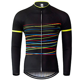 21Grams Men's Long Sleeve Cycling Jersey Summer Spandex Polyester Black Stripes Solid Color Bike Jersey Top Mountain Bike MTB Road Bike Cycling UV Resistant Qu