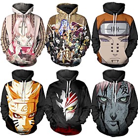 Inspiré par Naruto Naruto Uzumaki Costume de Cosplay Sweat à capuche Pur coton Imprimé Imprimé Sweat à capuche Pour Femme / Homme