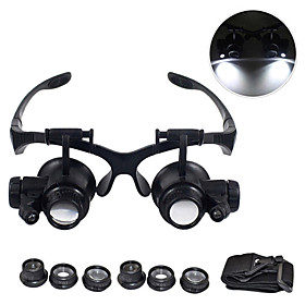 Magnifying Glasses 10X 15X 20X 25X Eye Jewelry Watch Repair Magnifier Glasses With 2 LED Lights Microscope