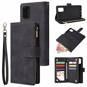 Phone Case For Samsung Galaxy Galaxy A50(2019) A71 S20 Ultra Wallet Card Holder Flip Full Body Cases leather Metal