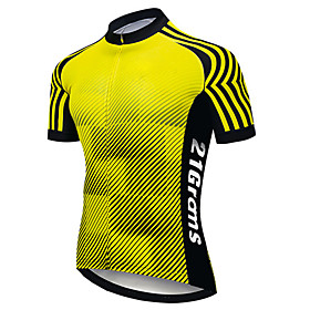 21Grams Men's Short Sleeve Cycling Jersey Summer Spandex Polyester Black / Yellow Stripes Gradient Bike Jersey Top Mountain Bike MTB Road Bike Cycling UV Resis