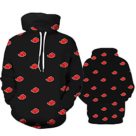 Inspiré par Naruto Akatsuki Naruto Uzumaki Costume de Cosplay Sweat à capuche Pur coton Imprimé Imprimé Sweat à capuche Pour Femme / Homme