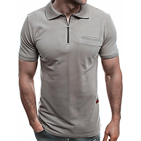 Men's Golf Shirt Tennis Shirt Short Sleeve Daily Slim Tops Basic Shirt Collar White Light gray Black