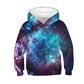 Sweat à capuche et Sweat Garçon Enfants Manches Longues 3D effet Galaxie Bloc de couleur 3D Noir Enfants Hauts Actif basique