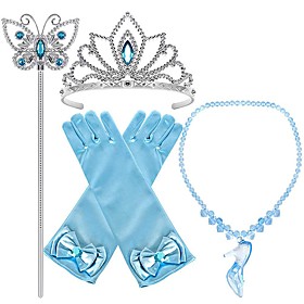 Princess Cinderella Princess Cosplay Jewelry Accessories Girls' Movie Cosplay Blue Gloves Crown Necklace Children's Day Masquerade Plastics / Wand