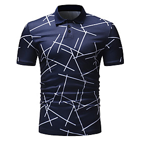 Men's Golf Shirt Tennis Shirt Graphic Print Short Sleeve Work Tops Business White Black Navy Blue