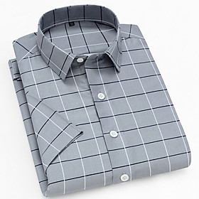 Men's Shirt Plaid Print Short Sleeve Daily Tops Gray