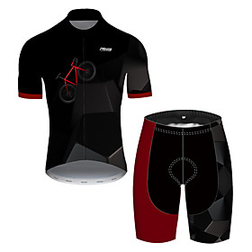 21Grams Men's Short Sleeve Cycling Jersey with Shorts Summer Nylon Polyester Black / Red Gradient Solid Color Bike Clothing Suit 3D Pad Ultraviolet Resistant Q