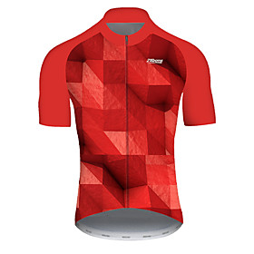 21Grams Men's Short Sleeve Cycling Jersey Summer Nylon Polyester Red Plaid Checkered Gradient 3D Bike Jersey Top Mountain Bike MTB Road Bike Cycling Ultraviole