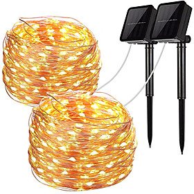Solar Outdoor String Lights 12M x 2 Pieces Set Outdoor Wedding Waterproof LED String Lights 100 LEDs Fairy Lights Holiday Christmas Party Garland Solar Garden
