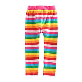Kids Toddler Girls' Leggings Rainbow Red Rainbow Striped Lace up Basic