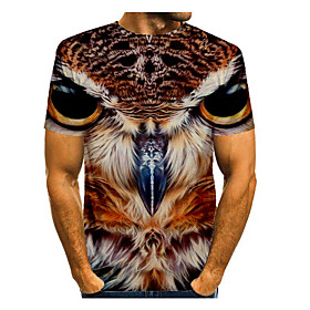 Men's T shirt Shirt Graphic Animal Print Short Sleeve Daily Tops Basic Round Neck Brown