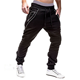 Men's Sporty Basic Sports Daily Sweatpants Pants Solid Colored Full Length Drawstring Black Light gray Dark Gray