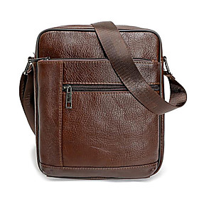 Men's Bags Genuine Leather Crossbody Bag Zipper Solid Color Casual Daily Office Leather Bag 2021 MessengerBag Black Brown