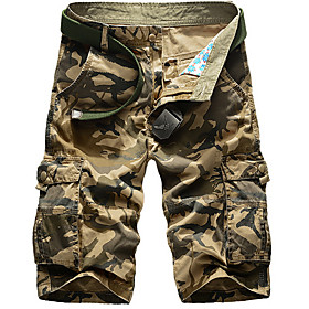Men's Basic Daily Shorts Tactical Cargo Pants Camouflage Knee Length Army Green Khaki