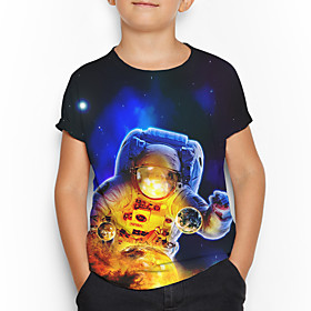 Kids Boys' T shirt Tee Short Sleeve 3D Print Blue Children Tops Summer Basic