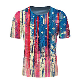 Men's T shirt Shirt Graphic National Flag Print Short Sleeve Daily Tops Round Neck Blue