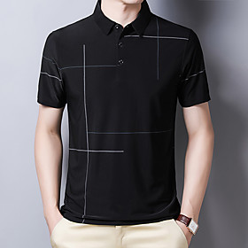 Men's Golf Shirt Tennis Shirt Solid Colored Print Short Sleeve Daily Tops Business Basic Blue Blushing Pink Black / Work
