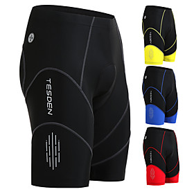 TESDEN Men's Cycling Padded Shorts Nylon Spandex Black Yellow Red Solid Color Bike Shorts Breathable Quick Dry Sports Solid Color Mountain Bike MTB Road Bike C