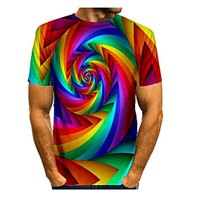 Men's T shirt Shirt Graphic Print Short Sleeve Daily Tops Basic Round Neck Rainbow