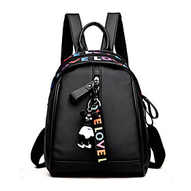 Women's Girls' Oxford School Bag Rucksack Mini Backpack Large Capacity Waterproof Zipper Solid Color Printed Daily Office  Career Backpack 2021 Black