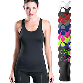 YUERLIAN Dames Hardlooptanktop Racerback Wit Zwart Paars Rood Blauw Spandex Yoga Fitness Gym training Ves / Mouwloos Basislaag Singlet Sport Sportkle YUERLIAN Dames Hardlooptanktop Racerback Wit Zwart Paars Rood Blauw Spandex Yoga Fitness Gym training Ves / Mouwloos Basislaag Singlet Sport Sportkle