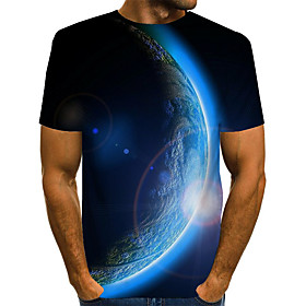 Men's T shirt Galaxy Graphic Plus Size Print Short Sleeve Daily Tops Basic Exaggerated Rainbow