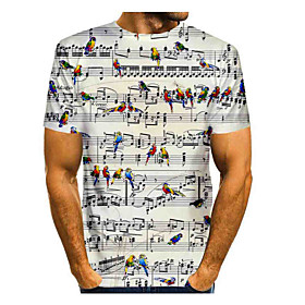 Men's T shirt Shirt Graphic Print Short Sleeve Daily Tops Basic Round Neck White