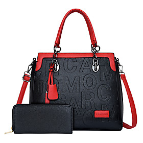 Women's Bags PU Leather Bag Set 2 Pieces Purse Set Tassel Zipper Date Outdoor Bag Sets Handbags Black Blue Red