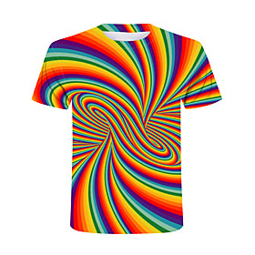 Men's T shirt Graphic Plus Size Print Short Sleeve Club Tops Streetwear Exaggerated Round Neck Rainbow