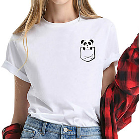Women's T shirt Graphic Prints Print Round Neck Basic Tops 100% Cotton White Yellow Blushing Pink