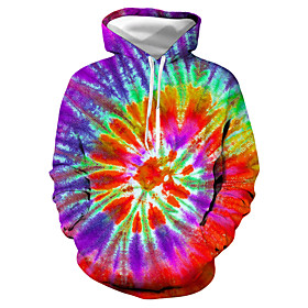 Men's Hoodie Graphic Tie Dye Hooded Party Going out Statement Streetwear Hoodies Sweatshirts  White