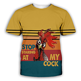 Men's T shirt Shirt Graphic Animal Print Short Sleeve Halloween Tops Basic Round Neck Rainbow