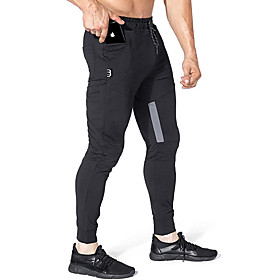 Men's Basic Sports Daily Jogger Chinos Pants Solid Colored Full Length Drawstring Black Wine Light gray Dark Gray Navy Blue