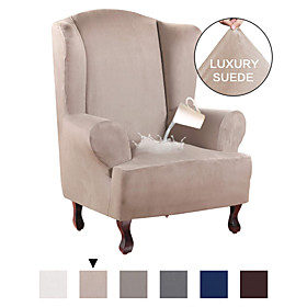 Chair Cover Solid Colored Flocking Polyester Slipcovers