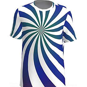 Men's T shirt Graphic Short Sleeve Daily Tops Basic Round Neck Blue