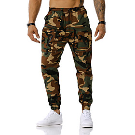Men's Stylish Sporty Pants Sportswear Active Street Causal Daily Wear Casual / Daily Tactical Cargo Pants Camouflage Full Length Blue Red Green
