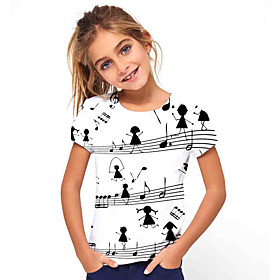 Kids Girls' T shirt Tee Short Sleeve Geometric Print White Children Tops Basic Holiday
