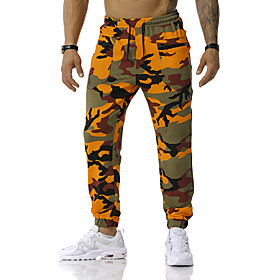 Men's Sweatpants Pants Camouflage Full Length Blue Red Orange Green Light gray