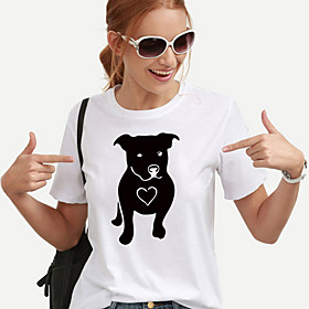 Women's T shirt Graphic Prints Printing Print Round Neck Basic Tops 100% Cotton White Black Yellow