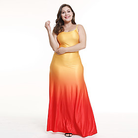 Women's Sundress Maxi long Dress Blue Red Sleeveless Color Gradient Fall Spring Off Shoulder Sexy 2021 S M L XL XXL 3XL 4XL 5XL