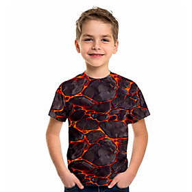 Kids Boys' T shirt Tee Short Sleeve Jacquard Optical Illusion Color Block Black Children Tops Summer Basic Holiday Streetwear