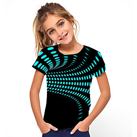Kids Girls' T shirt Tee Short Sleeve 3D Black Children Tops Basic Holiday