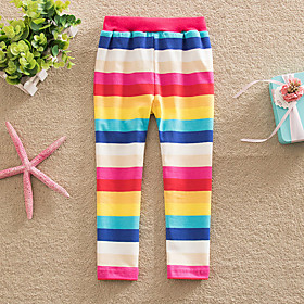 Kids Toddler Girls' Leggings Rainbow Red Rainbow Striped Lace up Active Basic