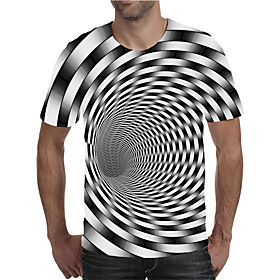 Men's T shirt Shirt 3D Print Graphic Optical Illusion Plus Size Print Short Sleeve Daily Tops Elegant Exaggerated Round Neck Black