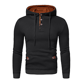Men's Pullover Hoodie Sweatshirt Solid Colored Hooded Daily Going out non-printing Casual Hoodies Sweatshirts  Long Sleeve Black Navy Blue