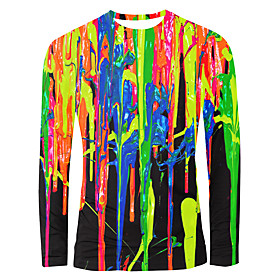 Men's T shirt Rainbow Graphic Print Long Sleeve Daily Tops Basic Elegant Rainbow