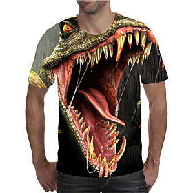 Men's T shirt Shirt 3D Print Graphic Animal Plus Size Print Short Sleeve Daily Tops Elegant Exaggerated Round Neck Red