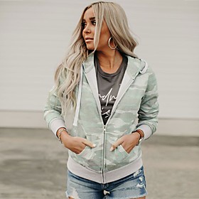 Women's Pullover Hoodie Sweatshirt Camouflage Front Pocket Daily Other Prints Casual Hoodies Sweatshirts  Loose Blushing Pink Green Light Green