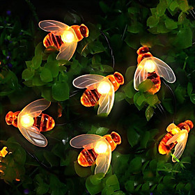 Outdoor Solar String Light LED Solar Garden Light 8 Functions Solar Bee Lights Lovely Fairy Bee Lights 2M 20 LED Outdoor Lights Waterproof Garden Terrace Flowe